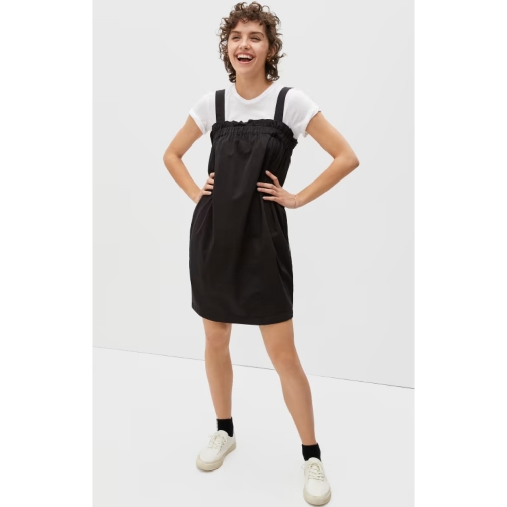 Everlane The Paperbag Black Sleeveless Adjustable Strap Mini Dress Size XSmall